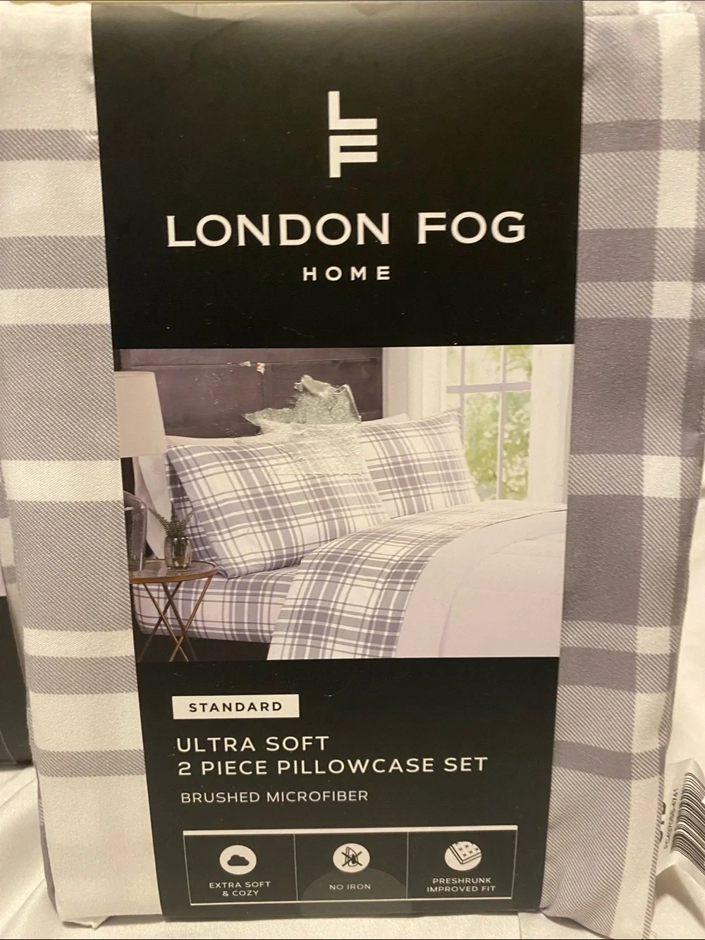 London Fog Grey Plaid Ultra-Soft Brushed Microfiber Sheet Set